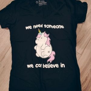 BlackMatter, hot topic, women's XL, graphic, black, short sleeve tee, unicorn